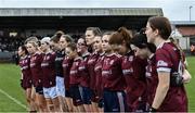 27 January 2024; Galway players stand for Amhrán na bhFiann before the Lidl LGFA National League Division 1 Round 2 match between Galway and Mayo at Duggan Park in Ballinasloe, Galway. Photo by Piaras Ó Mídheach/Sportsfile