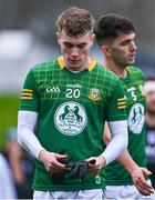 27 January 2024; Ruairí Kinsella of Meath reacts after his side's draw in the Allianz Football League Division 2 match between Meath and Fermanagh at Páirc Tailteann in Navan, Meath. Photo by Tyler Miller/Sportsfile