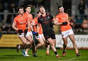 27 January 2024; Ryan Burns of Louth reacts after a missed opportunity on goal during the Allianz Football League Division 2 match between Armagh and Louth at BOX-IT Athletic Grounds in Armagh. Photo by Ben McShane/Sportsfile