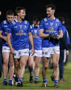 27 January 2024; Jason McLoughlin, left, and Brian O'Connell of Cavan after their side's victory in the Allianz Football League Division 2 match between Kildare and Cavan at Netwatch Cullen Park in Carlow. Photo by Stephen Marken/Sportsfile