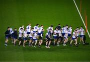 27 January 2024; The Monaghan players go to the warm up after the traditional team picture before the Allianz Football League Division 1 match between Dublin and Monaghan at Croke Park in Dublin. Photo by Ray McManus/Sportsfile