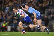 27 January 2024; Jack McCarron of Monaghan in action against Seán MacMahon of Dublin during the Allianz Football League Division 1 match between Dublin and Monaghan at Croke Park in Dublin. Photo by Seb Daly/Sportsfile