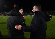 27 January 2024; Armagh manager Kieran McGeeney, left, and Louth manager Ger Brennan after the Allianz Football League Division 2 match between Armagh and Louth at BOX-IT Athletic Grounds in Armagh. Photo by Ben McShane/Sportsfile