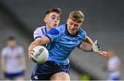 27 January 2024; Cian Murphy of Dublin in action against Micheál Bannigan of Monaghan during the Allianz Football League Division 1 match between Dublin and Monaghan at Croke Park in Dublin. Photo by Seb Daly/Sportsfile