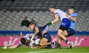 27 January 2024; Dublin players Eoin Murchan and goalkeeper David O'Hanlon tussle with Monaghan players Killian Lavelle, left, and Jack McCarron during the Allianz Football League Division 1 match between Dublin and Monaghan at Croke Park in Dublin. Photo by Seb Daly/Sportsfile