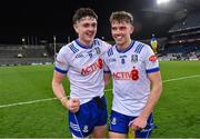 27 January 2024; Monaghan players Gary Mohan, left, and Joel Wilson after their side's victory in the Allianz Football League Division 1 match between Dublin and Monaghan at Croke Park in Dublin. Photo by Seb Daly/Sportsfile