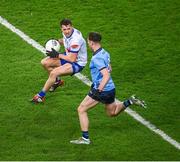 27 January 2024; Ryan Wylie of Monaghan in action against Luke Breathnach of Dublin during the Allianz Football League Division 1 match between Dublin and Monaghan at Croke Park in Dublin. Photo by Ray McManus/Sportsfile