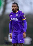 27 January 2024; Thomas Oluwa of Wexford during the pre-season friendly match between Shamrock Rovers and Wexford at Roadstone Group Sports Club in Dublin. Photo by Stephen McCarthy/Sportsfile