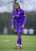 27 January 2024; Thomas Oluwa of Wexford during the pre-season friendly match between Shamrock Rovers and Wexford at Roadstone Group Sports Club in Dublin. Photo by Stephen McCarthy/Sportsfile