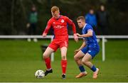 27 January 2024; Shane Farrell of Shelbourne in action against Niall O’Keeffe of Waterford during the pre-season friendly match between Shelbourne and Waterford at AUL Complex in Clonsaugh, Dublin. Photo by Seb Daly/Sportsfile