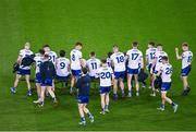 27 January 2024; The Monaghan players arrive for the traditional team photograph before the Allianz Football League Division 1 match between Dublin and Monaghan at Croke Park in Dublin. Photo by Ray McManus/Sportsfile