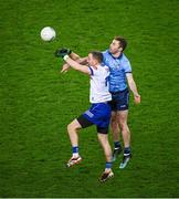 27 January 2024; Jack McCarron of Monaghan in action against Jack McCaffrey of Dublin during the Allianz Football League Division 1 match between Dublin and Monaghan at Croke Park in Dublin. Photo by Ray McManus/Sportsfile