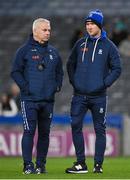 27 January 2024; Monaghan manager Vinny Corey, right, and selector Gabriel Bannigan before the Allianz Football League Division 1 match between Dublin and Monaghan at Croke Park in Dublin. Photo by Seb Daly/Sportsfile