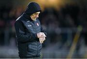 27 January 2024; Derry manager Mickey Harte before the Allianz Football League Division 1 match between Kerry and Derry at Austin Stack Park in Tralee, Kerry. Photo by Brendan Moran/Sportsfile