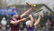 28 January 2024; Kevin Cooney of Galway in action against Niall Murphy of Wexford during the Dioralyte Walsh Cup Final match between Wexford and Galway at Netwatch Cullen Park in Carlow. Photo by Seb Daly/Sportsfile