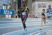 28 January 2024; Joseph Magbagbeola of Navan AC, Meath, competes in the 800m of the under 15  boys combined events during day two of 123.ie National Indoor Combined Events at the Sport Ireland National Indoor Arena in Dublin. Photo by Sam Barnes/Sportsfile