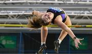 28 January 2024; Maeve Hayes of St Pauls AC, competes in the high jump of the senior women's combined events during day two of 123.ie National Indoor Combined Events at the Sport Ireland National Indoor Arena in Dublin. Photo by Sam Barnes/Sportsfile