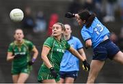 28 January 2024; Katie Newe of Meath in action against Annabelle Timothy of Dublin during the Lidl LGFA National League Division 1 Round 2 match between Meath and Dublin at Páirc Tailteann in Navan, Meath. Photo by David Fitzgerald/Sportsfile