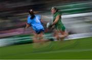 28 January 2024; Meadhbh Byrne of Meath in action against Niamh Donlon of Dublin during the Lidl LGFA National League Division 1 Round 2 match between Meath and Dublin at Páirc Tailteann in Navan, Meath. Photo by David Fitzgerald/Sportsfile