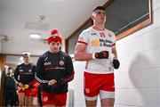 28 January 2024; Michael McGleenan, right, and Darragh Canavan of Tyrone before the Allianz Football League Division 1 match between Tyrone and Roscommon at O’Neills Healy Park in Omagh, Tyrone. Photo by Ben McShane/Sportsfile