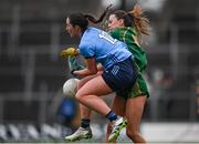 28 January 2024; Ashling Nyhan of Dublin in action against Ella Moyles of Meath during the Lidl LGFA National League Division 1 Round 2 match between Meath and Dublin at Páirc Tailteann in Navan, Meath. Photo by David Fitzgerald/Sportsfile