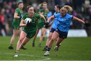 28 January 2024; Aoibhín Cleary of Meath in action against Carla Rowe of Dublin during the Lidl LGFA National League Division 1 Round 2 match between Meath and Dublin at Páirc Tailteann in Navan, Meath. Photo by David Fitzgerald/Sportsfile