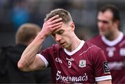 28 January 2024; Dylan McHugh of Galway leaves the pitch after his side's defeat in the Allianz Football League Division 1 match between Galway and Mayo at Pearse Stadium in Galway. Photo by Piaras Ó Mídheach/Sportsfile