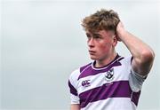 28 January 2024; Ross Doyle of Clongowes Wood College reacts after his side's defeat in the Bank of Ireland Leinster Schools Senior Cup First Round match between Clongowes Wood College and Belvedere College at Energia Park in Dublin. Photo by Tyler Miller/Sportsfile