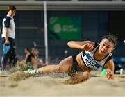 28 January 2024; Lara O'Byrne of Donore Harriers AC, Dublin, competes in the long jump of the senior women's pentathlon during day two of 123.ie National Indoor Combined Events at the Sport Ireland National Indoor Arena in Dublin. Photo by Sam Barnes/Sportsfile