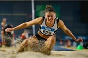 28 January 2024; Lara O'Byrne of Donore Harriers AC, Dublin, competes in the long jump of the senior women's pentathlon during day two of 123.ie National Indoor Combined Events at the Sport Ireland National Indoor Arena in Dublin. Photo by Sam Barnes/Sportsfile