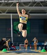 28 January 2024; Katy Walton of Blackley North Manchester AC, competes in the long jump of the senior women's pentathlon during day two of 123.ie National Indoor Combined Events at the Sport Ireland National Indoor Arena in Dublin. Photo by Sam Barnes/Sportsfile