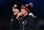 28 January 2024; Tyrone joint-managers Brian Dooher, right, and Feargal Logan during the Allianz Football League Division 1 match between Tyrone and Roscommon at O’Neills Healy Park in Omagh, Tyrone. Photo by Ben McShane/Sportsfile