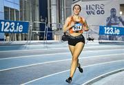 28 January 2024; Laura Frawley of Nenagh Olympic AC, Tipperary, competes in the 800m of the senior women's pentathlon during day two of 123.ie National Indoor Combined Events at the Sport Ireland National Indoor Arena in Dublin. Photo by Sam Barnes/Sportsfile