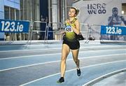 28 January 2024; Bláithín Ní Chiaráin of Dunleer AC, Louth, competes in the 800m of the senior women's pentathlon during day two of 123.ie National Indoor Combined Events at the Sport Ireland National Indoor Arena in Dublin. Photo by Sam Barnes/Sportsfile