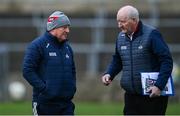 28 January 2024; Cork manager John Cleary, left, and Cork County Board Chairman Pat Horgan before the Allianz Football League Division 2 match between Donegal and Cork at MacCumhaill Park in Ballybofey, Donegal. Photo by Ramsey Cardy/Sportsfile