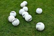 27 January 2024; Footballs on the pitch before the Lidl LGFA National League Division 1 Round 2 match between Galway and Mayo at Duggan Park in Ballinasloe, Galway. Photo by Piaras Ó Mídheach/Sportsfile