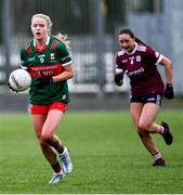 27 January 2024; Hannah Reape of Mayo gets away from Chellene Trill of Galway during the Lidl LGFA National League Division 1 Round 2 match between Galway and Mayo at Duggan Park in Ballinasloe, Galway. Photo by Piaras Ó Mídheach/Sportsfile
