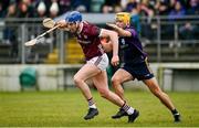 28 January 2024; Greg Thomas of Galway in action against Conor Hearne of Wexford during the Dioralyte Walsh Cup Final match between Wexford and Galway at Netwatch Cullen Park in Carlow. Photo by Seb Daly/Sportsfile