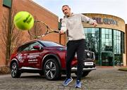 29 January 2024; Ireland Team Captain Conor Niland poses for a portrait at the University of Limerick Arena as Pat Tiernan Nissan is named as the Official Car Supplier for the Davis Cup match between Ireland and Austria which takes place at the UL Sport Arena on February 3rd and 4th. Pat Tiernan Nissan will supply a fleet of Nissan Qashqai e-POWER and X-Trail e-POWER vehicles which will be used to drive players and officials to and from events during their week-long stay in Limerick.  Photo by Sam Barnes/Sportsfile