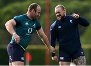 29 January 2024; Oli Jager, left, and Andrew Porter during an Ireland Rugby squad training session at The Campus in Quinta da Lago, Portugal. Photo by Brendan Moran/Sportsfile