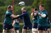 29 January 2024; Oli Jager, left, and Andrew Porter during an Ireland Rugby squad training session at The Campus in Quinta da Lago, Portugal. Photo by Brendan Moran/Sportsfile