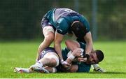 29 January 2024; Josh van der Flier, top, and Nick Timoney during an Ireland Rugby squad training session at The Campus in Quinta da Lago, Portugal. Photo by Brendan Moran/Sportsfile