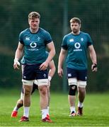 29 January 2024; Cian Prendergast, left, and Iain Henderson during an Ireland Rugby squad training session at The Campus in Quinta da Lago, Portugal. Photo by Brendan Moran/Sportsfile