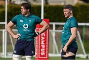 29 January 2024; Peter O’Mahony, right, and Ryan Baird during an Ireland Rugby squad training session at The Campus in Quinta da Lago, Portugal. Photo by Ella Howell/Sportsfile