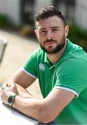 29 January 2024; Robbie Henshaw poses for a portrait after an Ireland Rugby media conference at The Campus in Quinta da Lago, Portugal. Photo by Brendan Moran/Sportsfile