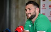 29 January 2024; Robbie Henshaw during an Ireland Rugby media conference at The Campus in Quinta da Lago, Portugal. Photo by Brendan Moran/Sportsfile