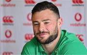 29 January 2024; Robbie Henshaw during an Ireland Rugby media conference at The Campus in Quinta da Lago, Portugal. Photo by Ella Howell/Sportsfile