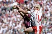 17 July 2004; Owen Mulligan, Tyrone, in action against Gary Fahey, Galway. Bank of Ireland Senior Football Championship Qualifier, Round 3, Tyrone v Galway, Croke Park, Dublin. Picture credit; Damien Eagers / SPORTSFILE