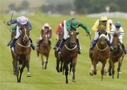 18 July 2004; Balyan, with Pauline Ryan up, center, on their way to winning the Thalgo Ladies Derby Handicap from second place Moy Joy, left, with Nina Carberry, and third place Saintly Rachel, right, with Luisa Williams. Curragh Racecourse, Co. Kildare. Picture credit; Matt Browne / SPORTSFILE