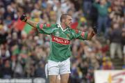 18 July 2004; Mayo's Trevor Mortimer celebrates after scoring the opening goal. Bank of Ireland Connacht Senior Football Championship Final, Mayo v Roscommon, McHale Park, Castlebar, Co. Mayo. Picture credit; Damien Eagers / SPORTSFILE
